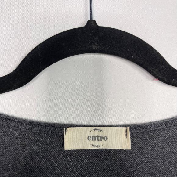 Entro Heather Gray Small Cold Shoulder Long Sleeve Button Front Top Tie Front - Picture 5 of 6